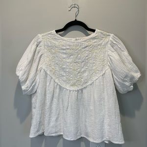 MNK embroidered puff sleeve top